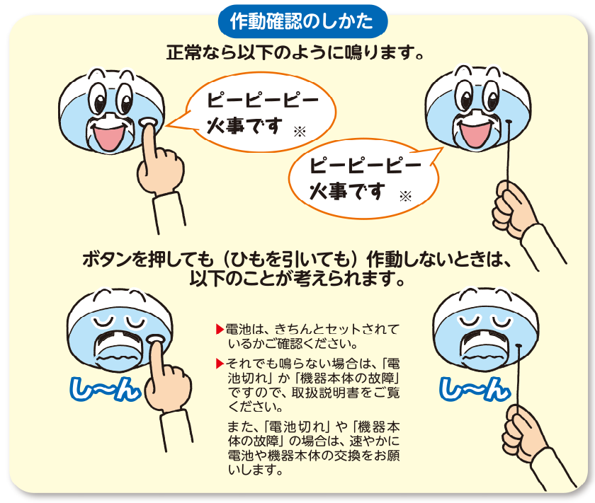 住宅用火災警報器　作動確認図