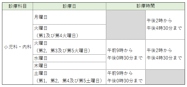 天下野診療所診療案内