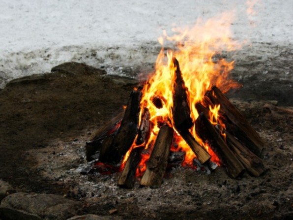 地面に集積して焼却