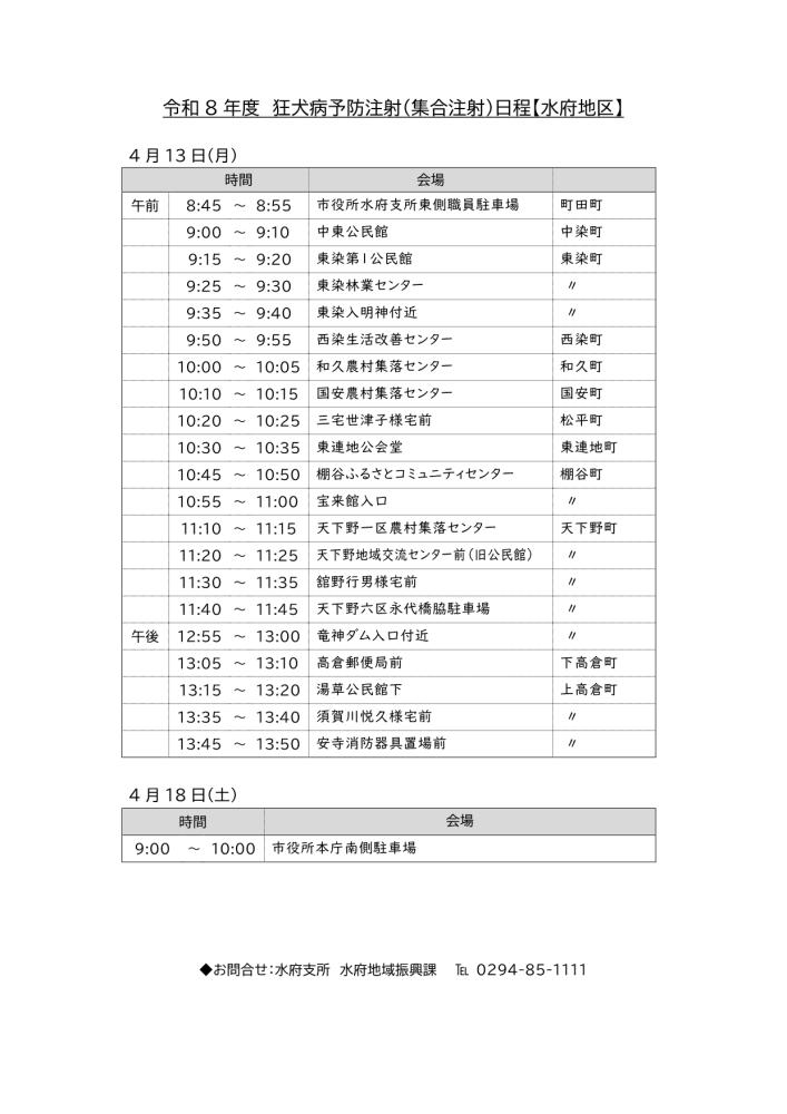 集合注射日程表r7(水府)
