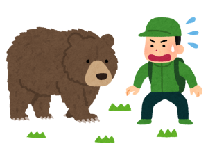熊に遭遇した人のイラスト